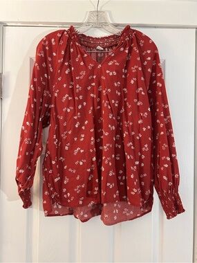 Old Navy Red Floral Peasant Top